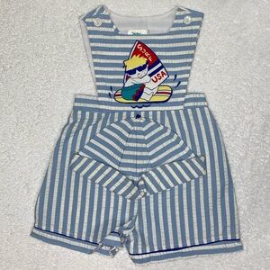 NWT Vintagr tiny tots surf USA striped sun suit and sun hat 24m